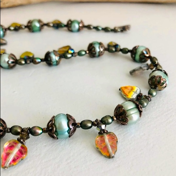 Vintage Pearl Art Glass Beautiful Necklace 🍃 - Picture 8 of 17